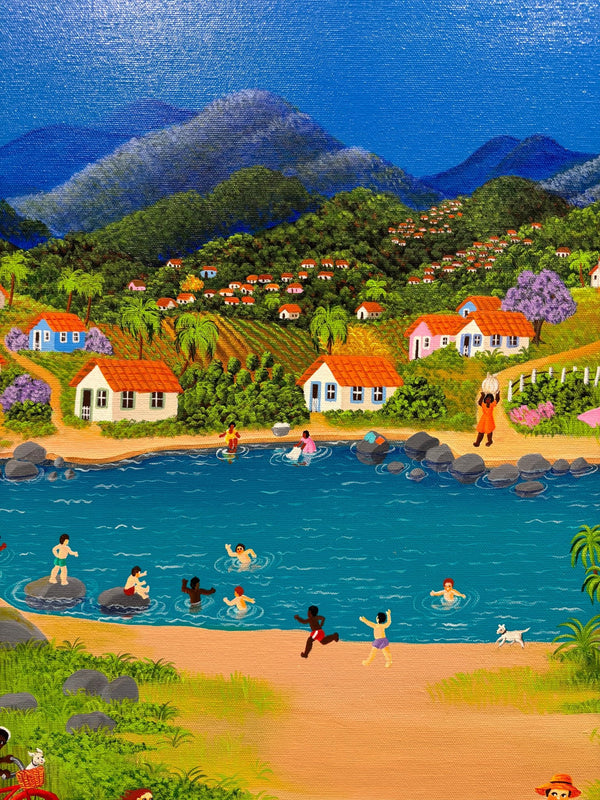 Original Painting "My Childhood" by Ana Maria Dias 29.1” x 64.6” - ThePopUp Art Gallery