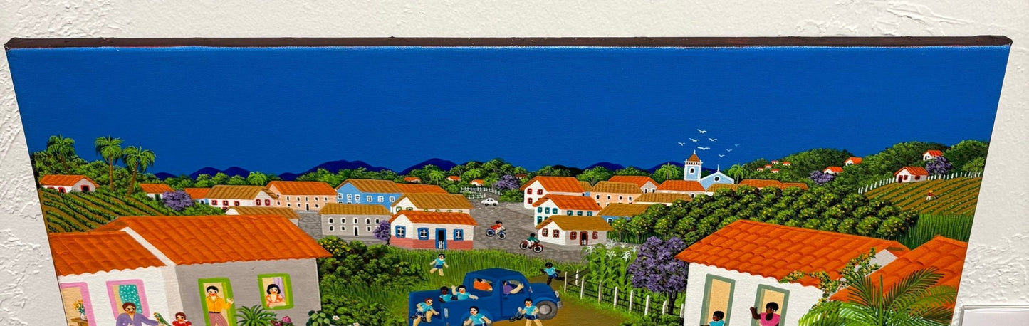 Original Painting "Gathering the Tea" by Ana Maria Dias 11 13/16" x 23 5/8" - ThePopUp Art Gallery