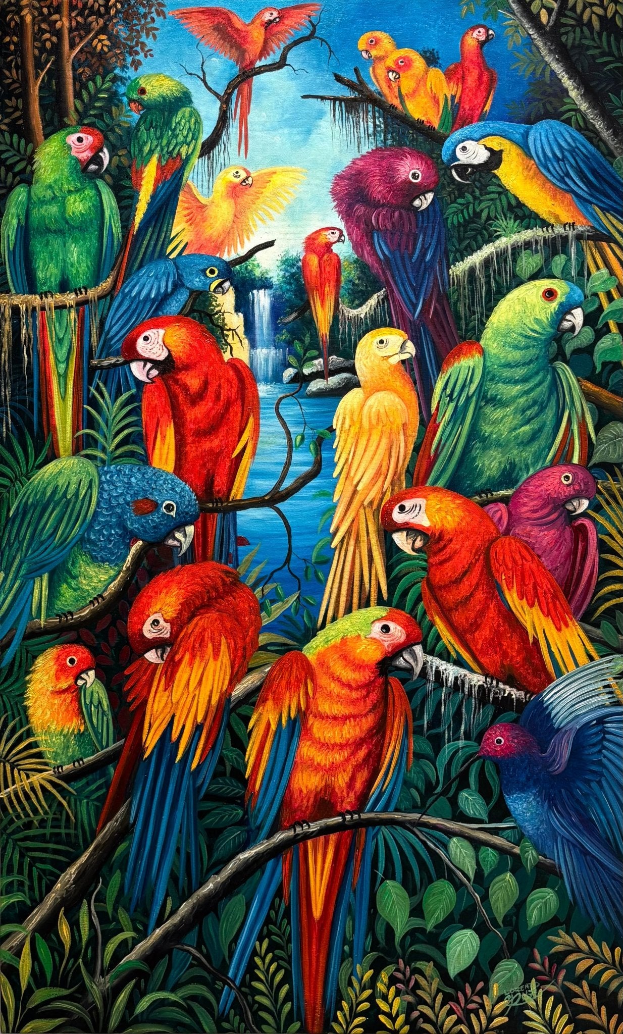 Original Painting "Jungle Harmony" by Lorenzo Cruz 49.6” x 29.9” - ThePopUp Art Gallery