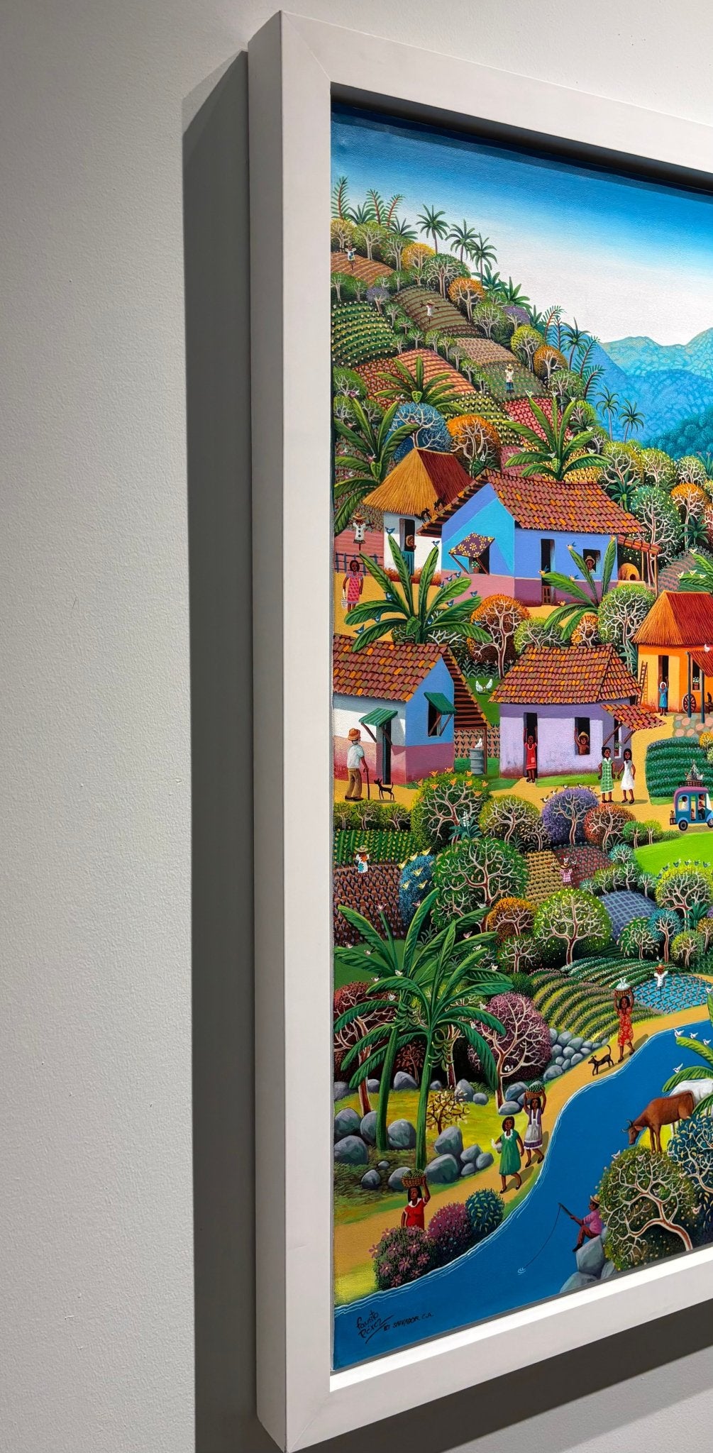 Original Painting "The Town Train" by Fausto Pérez 37.4" x 29.5" - ThePopUp Art Gallery