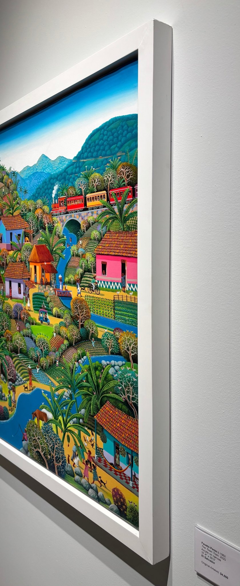 Original Painting "The Town Train" by Fausto Pérez 37.4" x 29.5" - ThePopUp Art Gallery