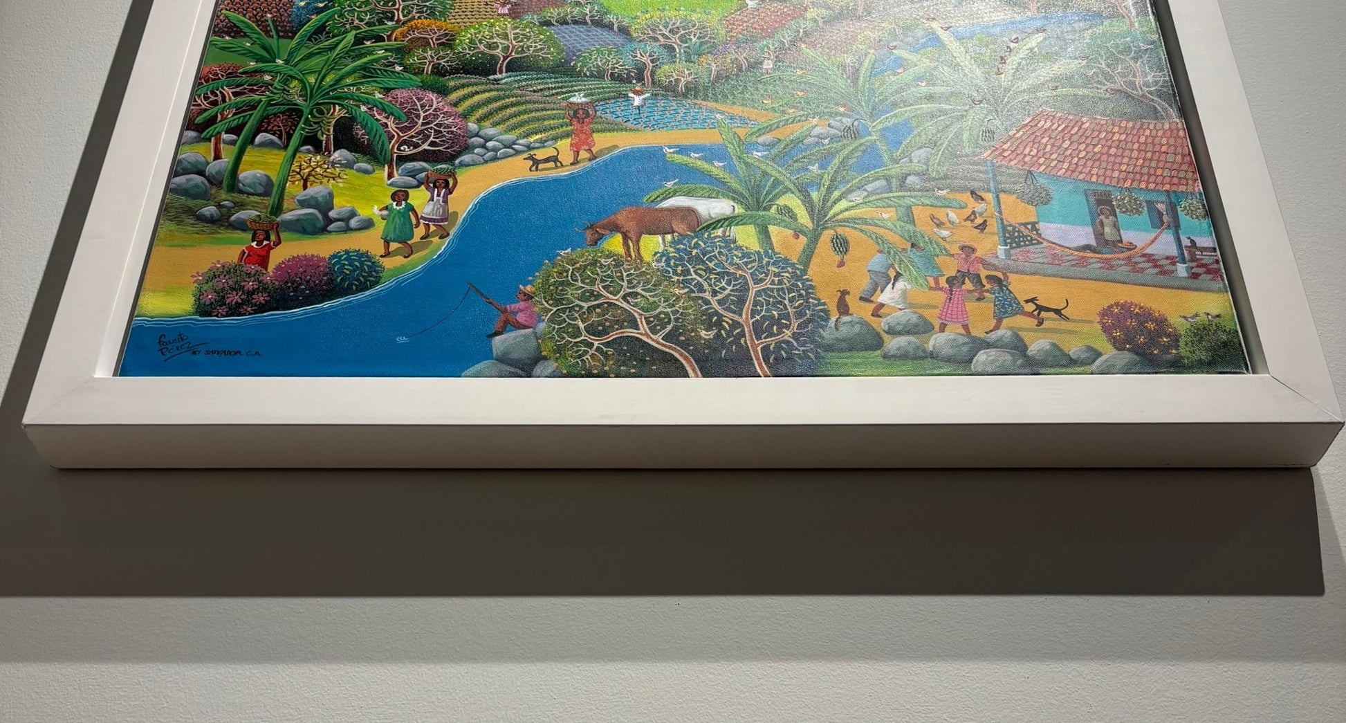 Original Painting "The Town Train" by Fausto Pérez 37.4" x 29.5" - ThePopUp Art Gallery