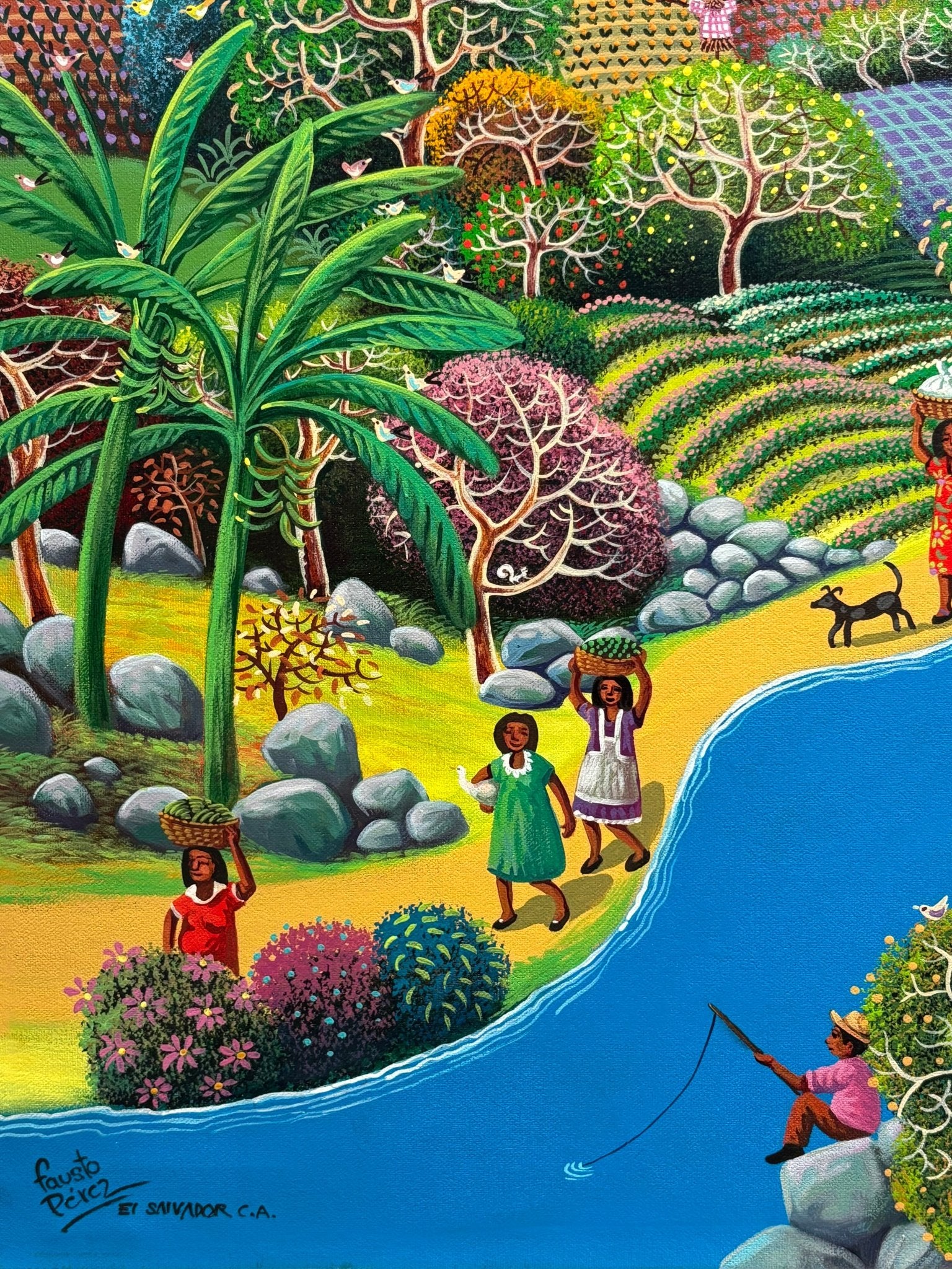 Original Painting "The Town Train" by Fausto Pérez 37.4" x 29.5" - ThePopUp Art Gallery