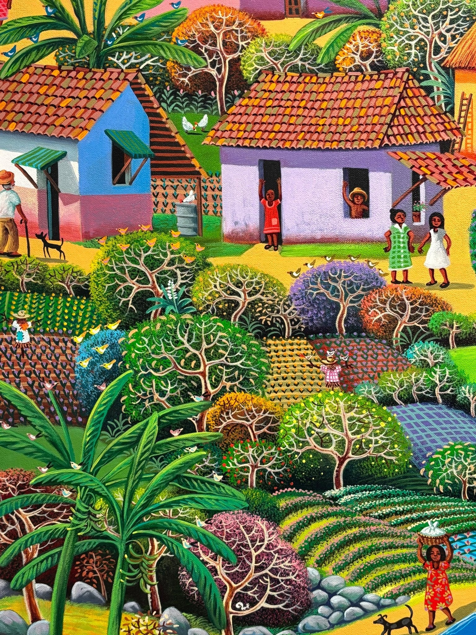 Original Painting "The Town Train" by Fausto Pérez 37.4" x 29.5" - ThePopUp Art Gallery