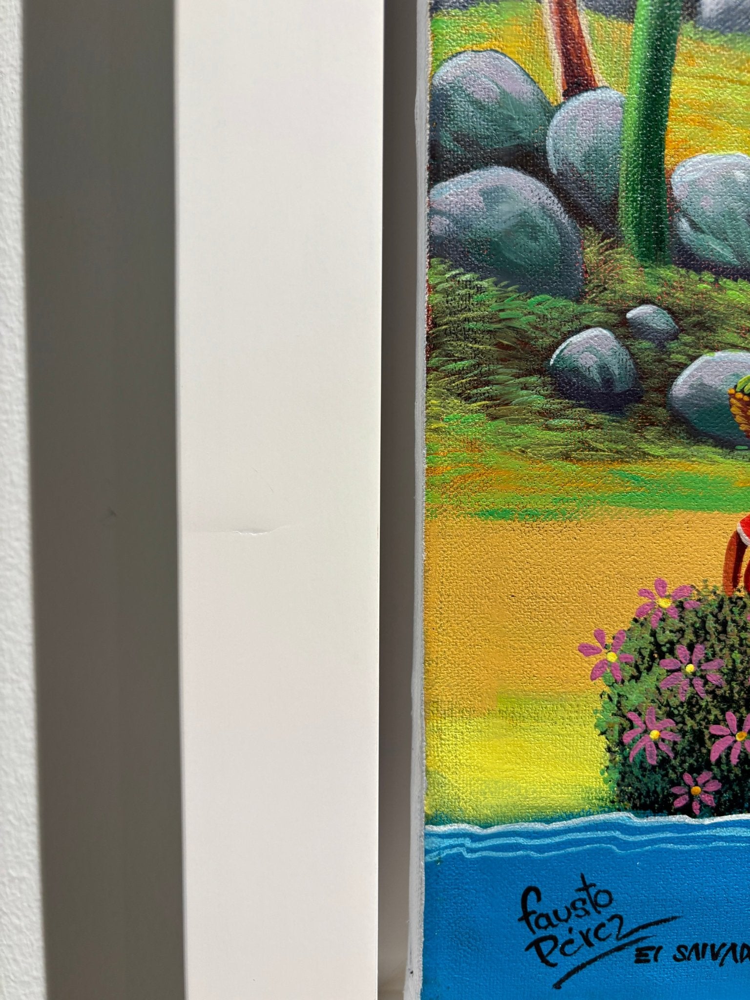 Original Painting "The Town Train" by Fausto Pérez 37.4" x 29.5" - ThePopUp Art Gallery