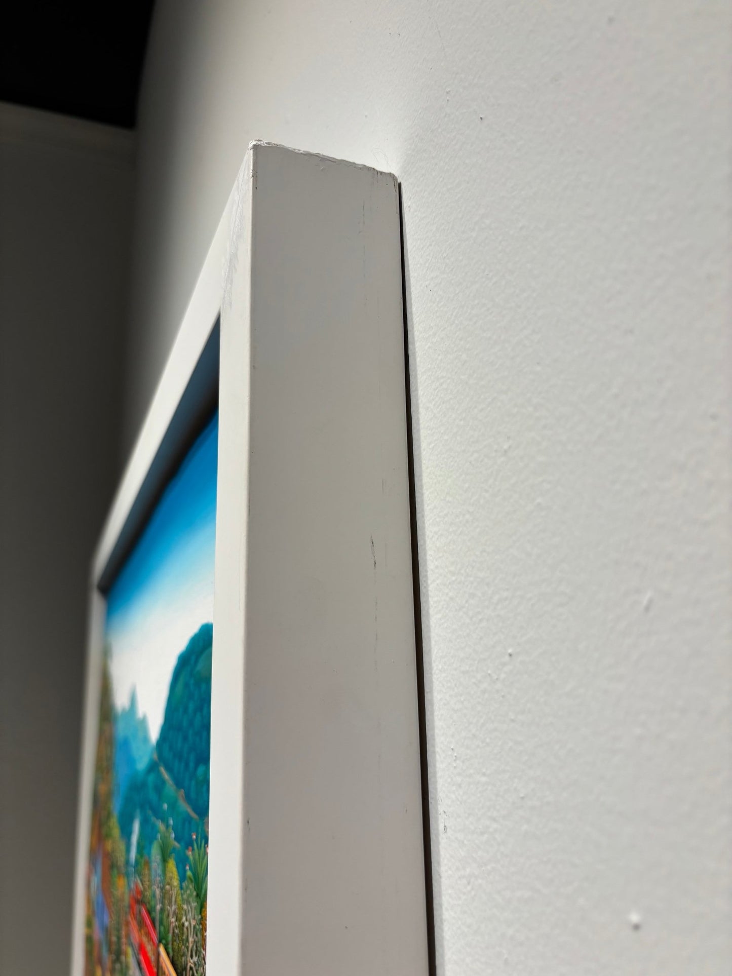 Original Painting "The Town Train" by Fausto Pérez 37.4" x 29.5" - ThePopUp Art Gallery