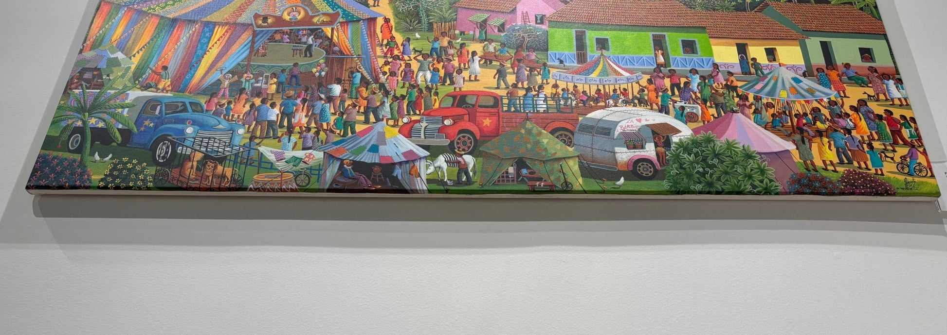 Original Painting "Village Circus" by Fausto Pérez 39 3/8 x 55 1/8 - ThePopUp Art Gallery