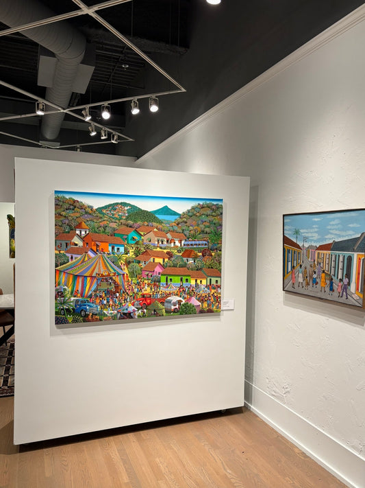 Original Painting "Village Circus" by Fausto Pérez 39 3/8 x 55 1/8 - ThePopUp Art Gallery