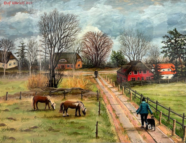 Original Painting "A Chance Encounter" by Olaf Ulbricht 11.8” x 15.7” - ThePopUp Art Gallery