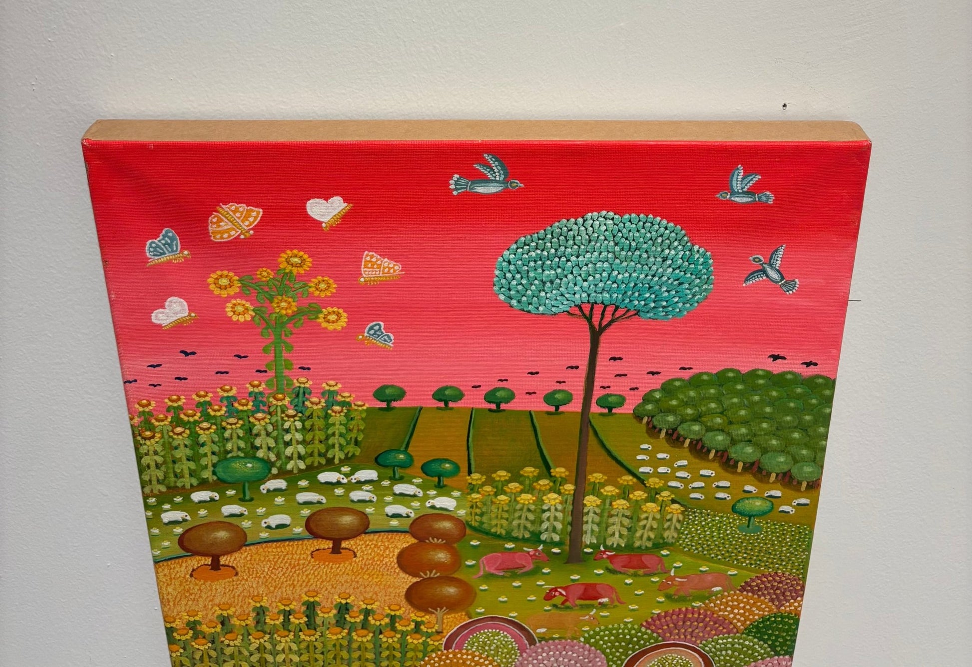 Original Painting "Shepherdess Among the Lambs" 19.7"x 15.4" - ThePopUp Art Gallery