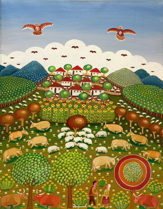 Original Painting "Romance Among The Flock" 19 3/4"x15 3/8" - ThePopUp Art Gallery