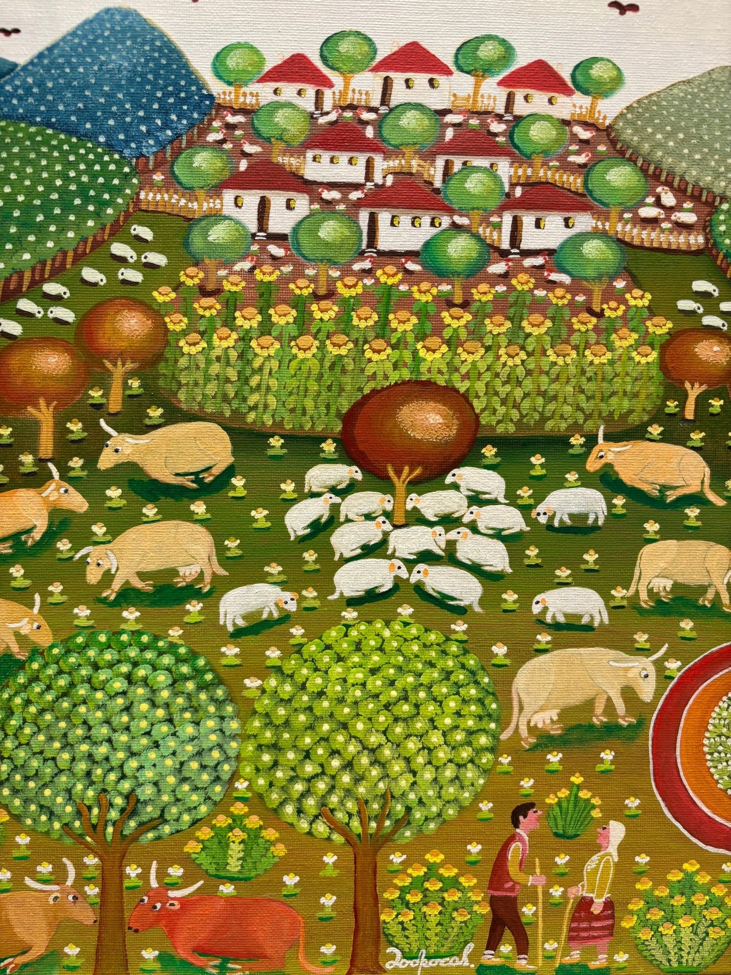 Original Painting "Romance Among The Flock" 19 3/4"x15 3/8" - ThePopUp Art Gallery