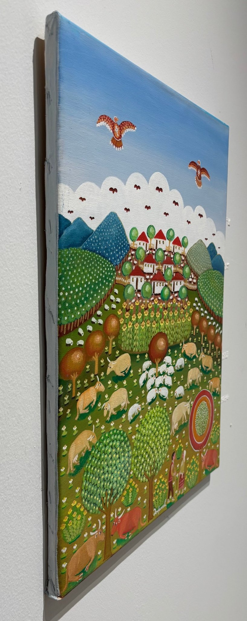 Original Painting "Romance Among The Flock" 19 3/4"x15 3/8" - ThePopUp Art Gallery