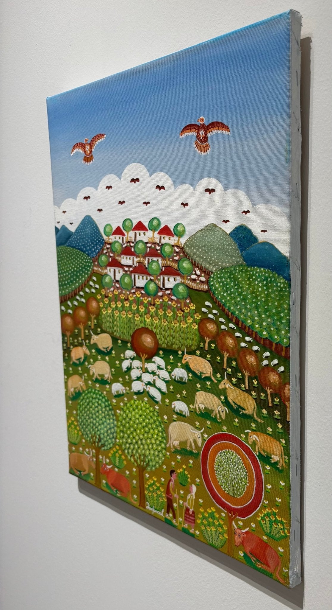 Original Painting "Romance Among The Flock" 19 3/4"x15 3/8" - ThePopUp Art Gallery