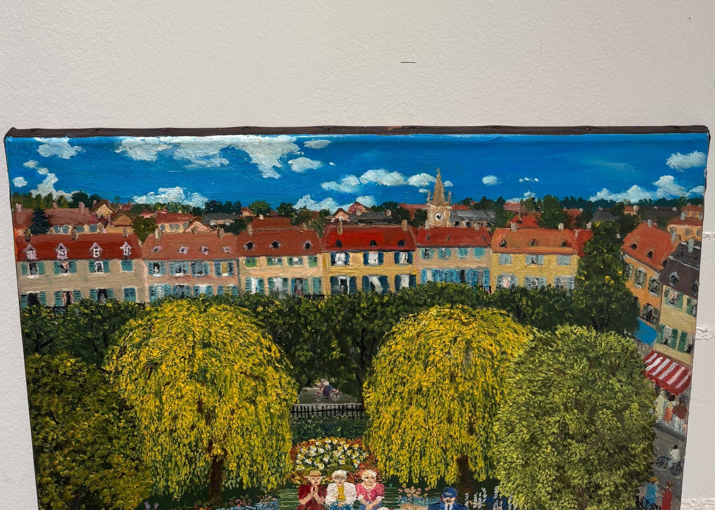 Original Painting "Old Friends Playing Hopscotch" by Geneviève Terver - Noël 14"x18" - ThePopUp Art Gallery