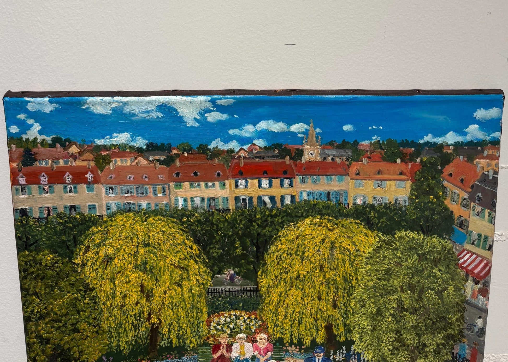 Original Painting "Old Friends Playing Hopscotch" by Geneviève Terver - Noël 14"x18" - ThePopUp Art Gallery