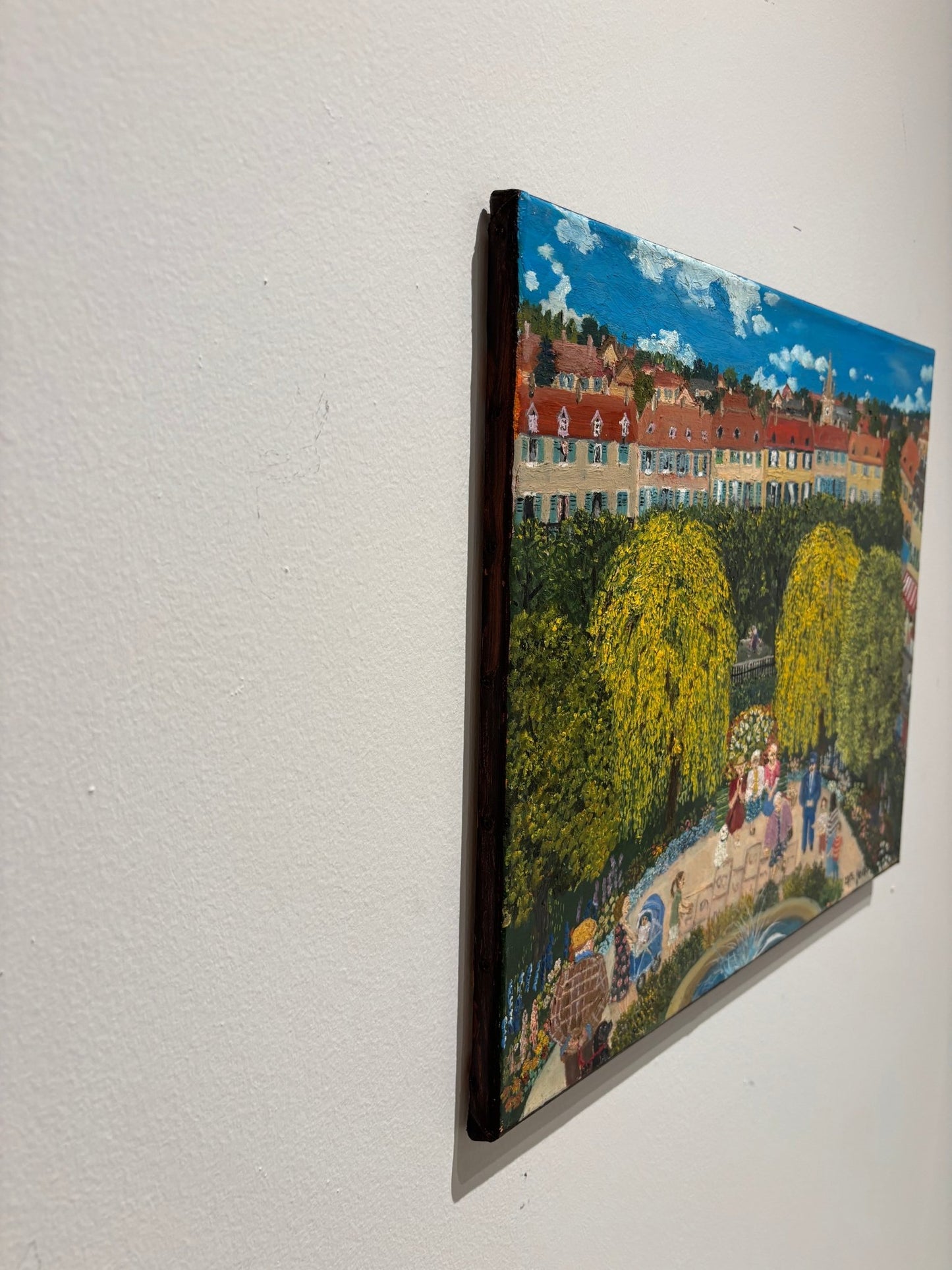 Original Painting "Old Friends Playing Hopscotch" by Geneviève Terver - Noël 14"x18" - ThePopUp Art Gallery