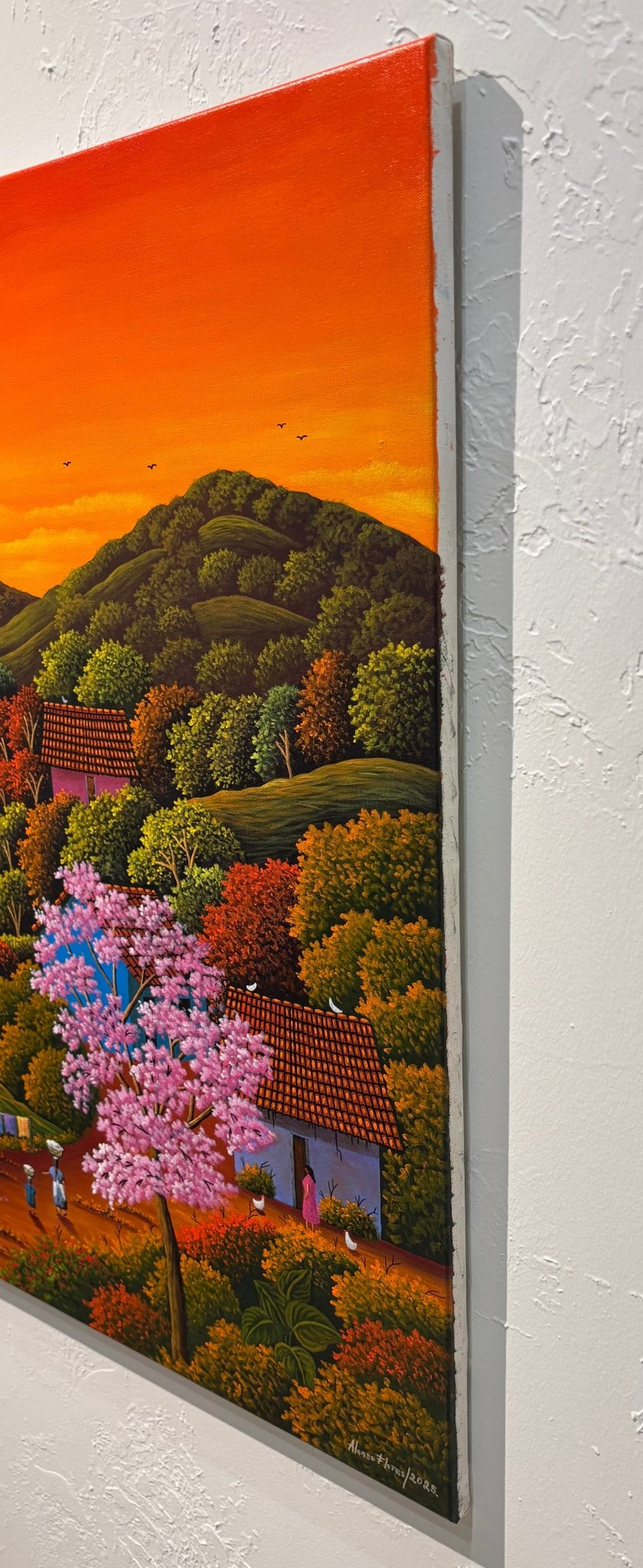 Original Painting "Sunset" by Alonso Flores 33.5"x33.5" - ThePopUp Art Gallery