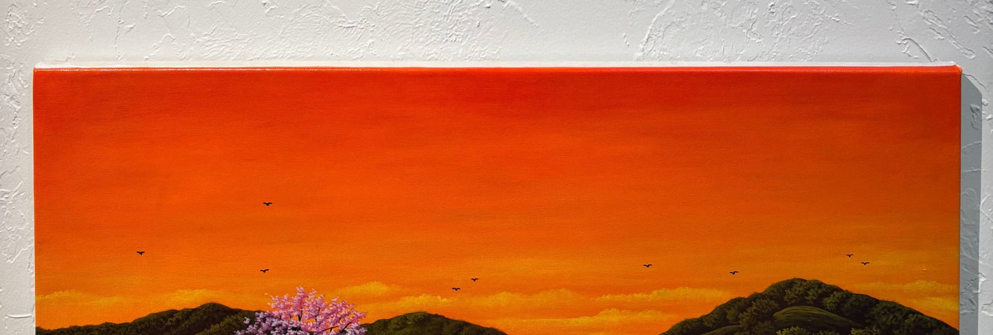 Original Painting "Sunset" by Alonso Flores 33.5"x33.5" - ThePopUp Art Gallery