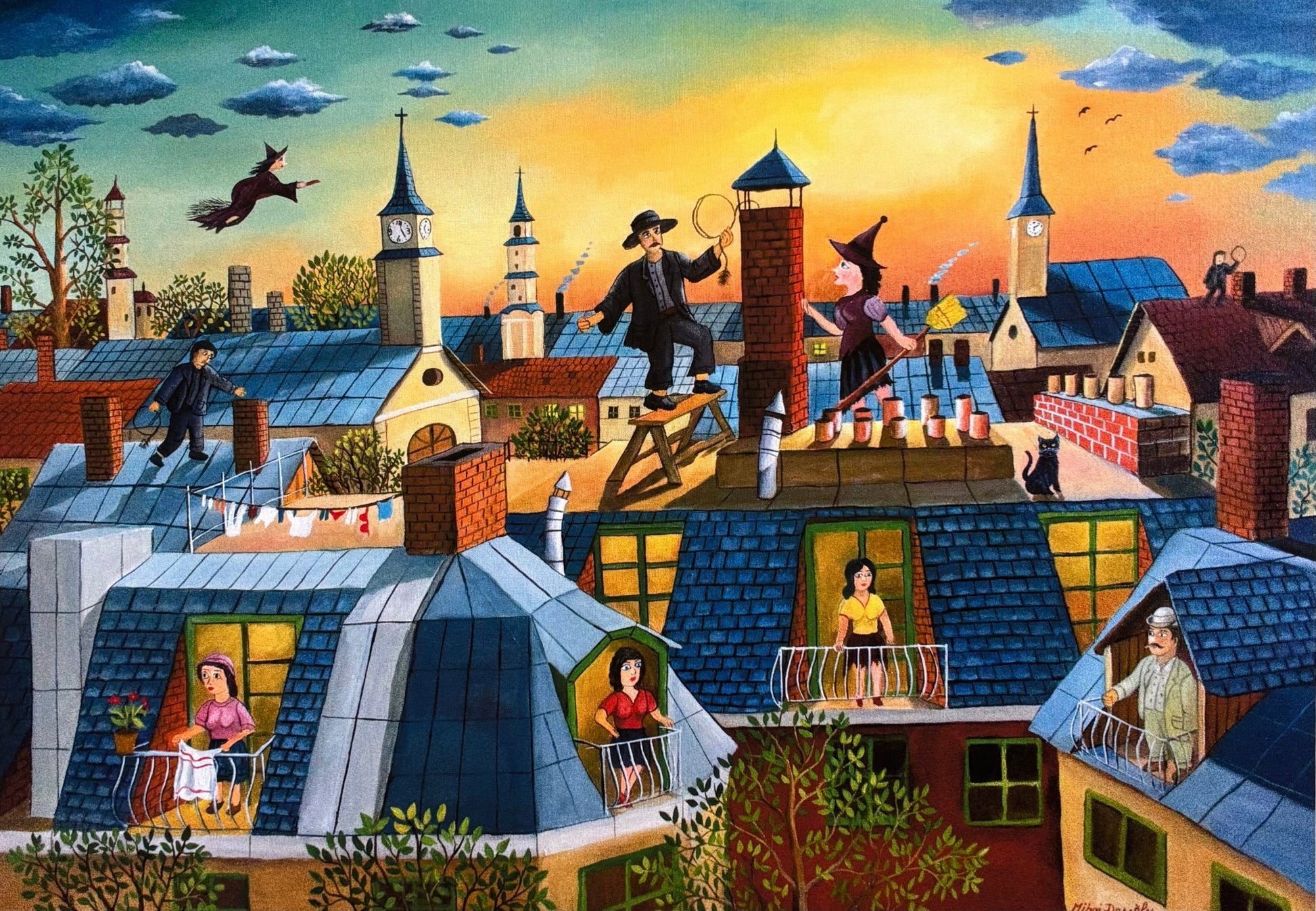 Print "Sunset on the Roof" by Mihai Dascalu 39.5" x 27.5" - ThePopUp Art Gallery