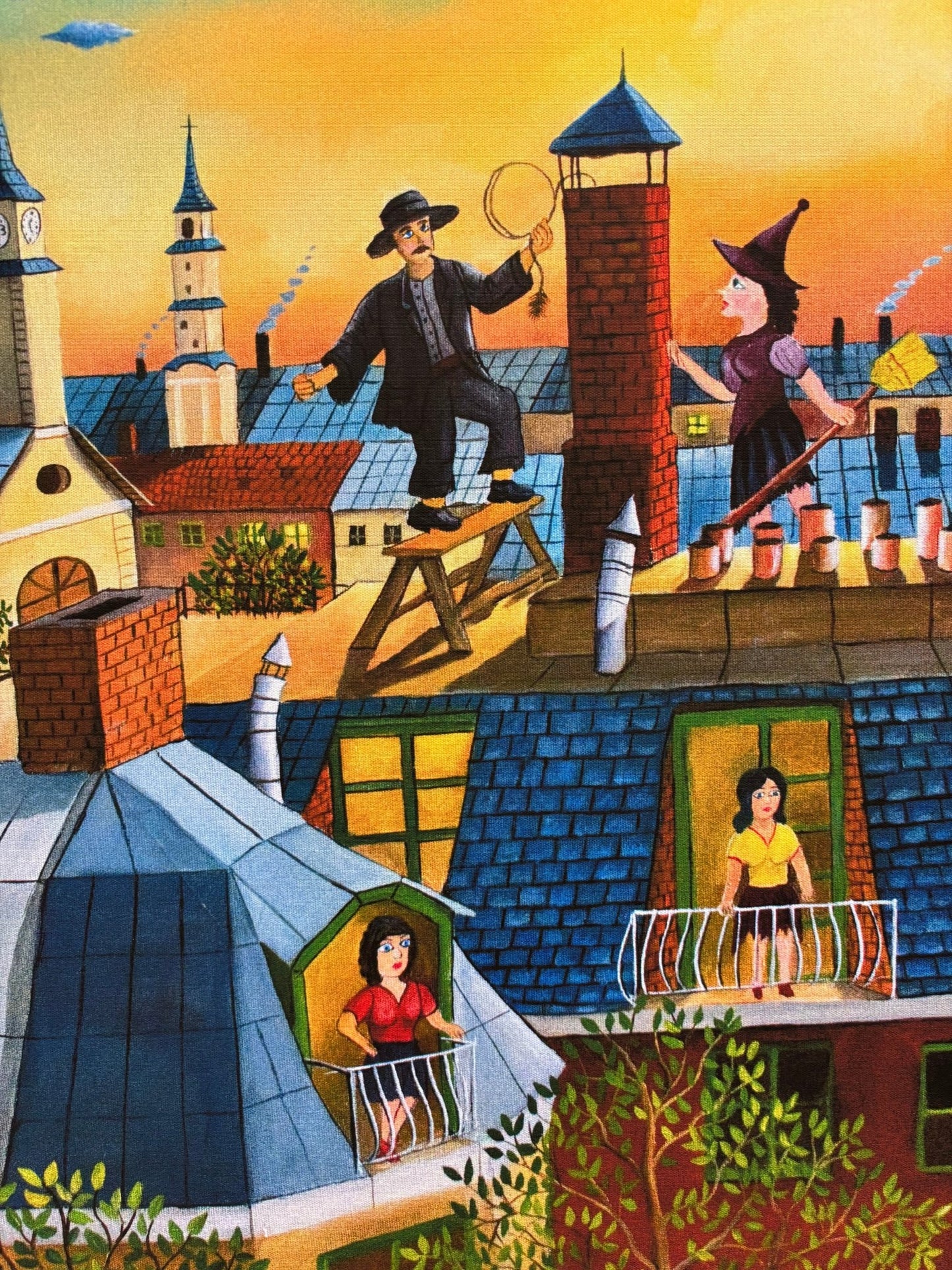 Print "Sunset on the Roof" by Mihai Dascalu 39.5" x 27.5" - ThePopUp Art Gallery