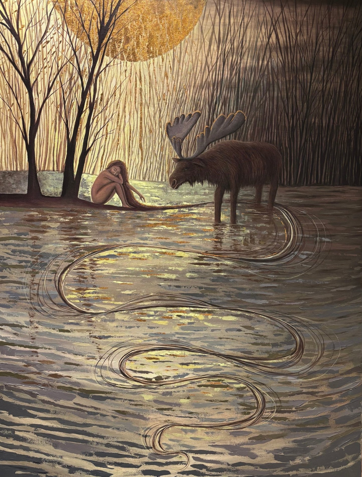 Original Painting "Peaceful Morning" by Valeriya Sheludkova 36" x 48" - ThePopUp Art Gallery