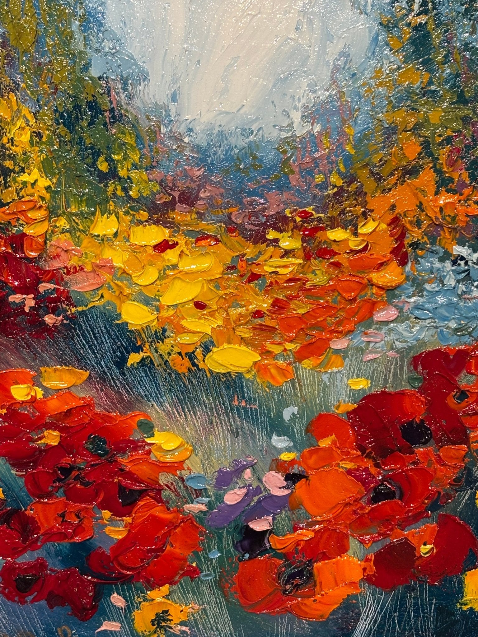 Original Painting "Wild Flowers 1" by Natalya Romanovsky 12" x 12" - ThePopUp Art Gallery