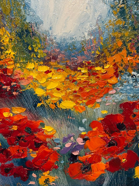 Original Painting "Wild Flowers 1" by Natalya Romanovsky 12" x 12" - ThePopUp Art Gallery