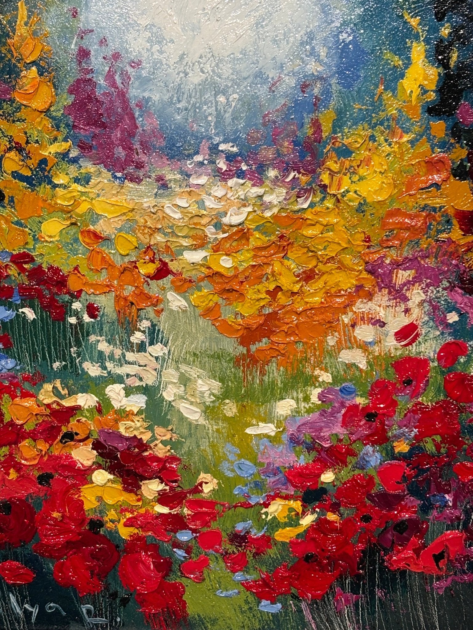 Original Painting "Wild Flower 2" by Natalya Romanovsky 12" x 12" - ThePopUp Art Gallery