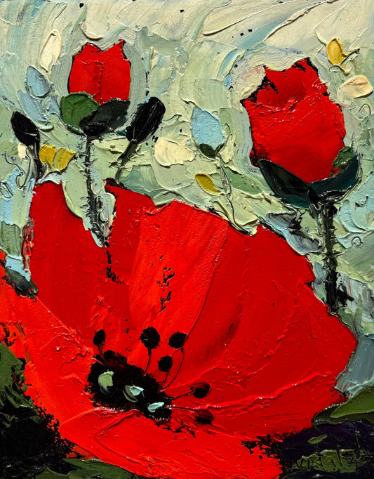 Original Painting "Poppies 2" by Natalya Romanovsky 10"x8" - ThePopUp Art Gallery