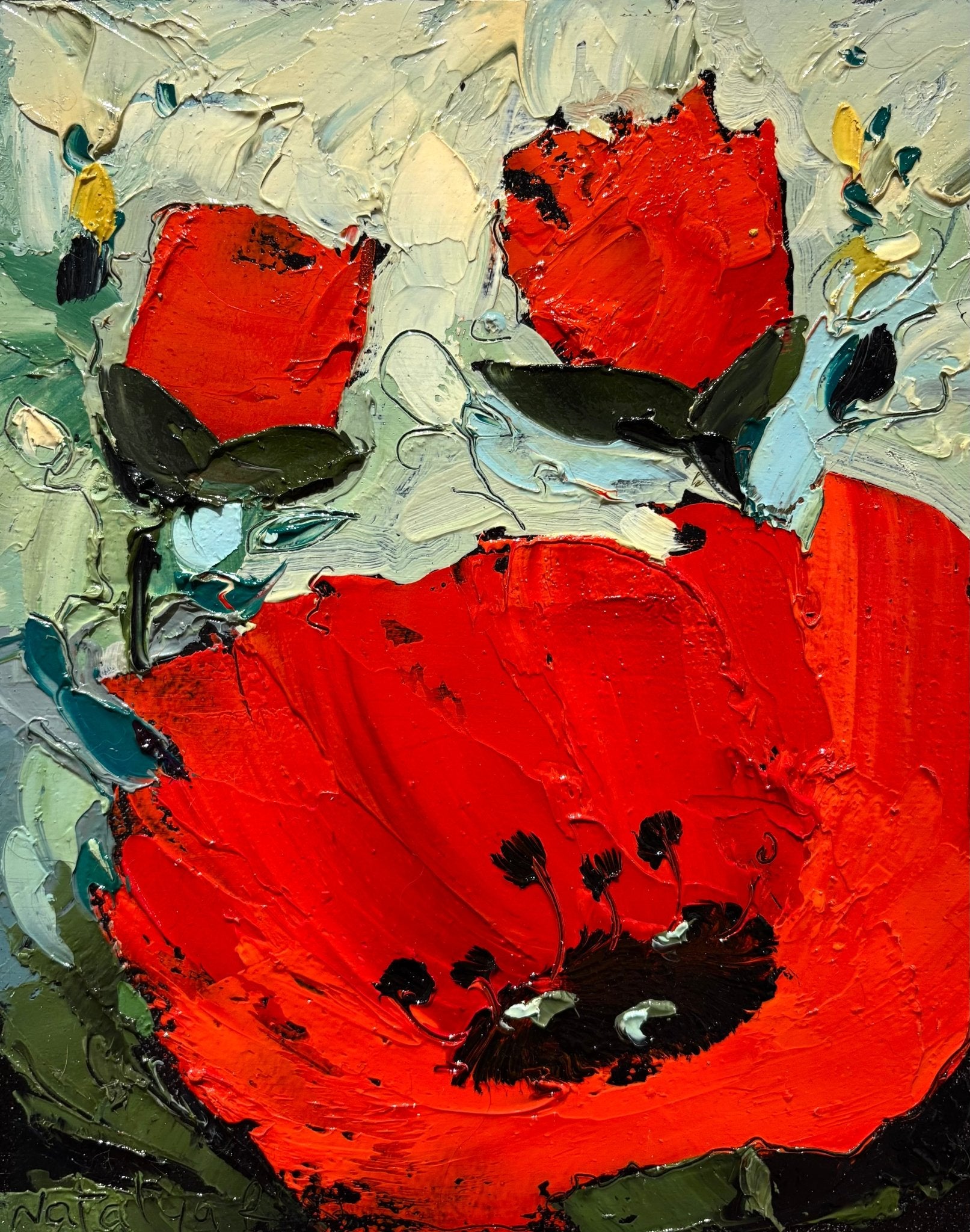 Original Painting "Poppies 4" by Natalya Romanovsky 10"x8" - ThePopUp Art Gallery
