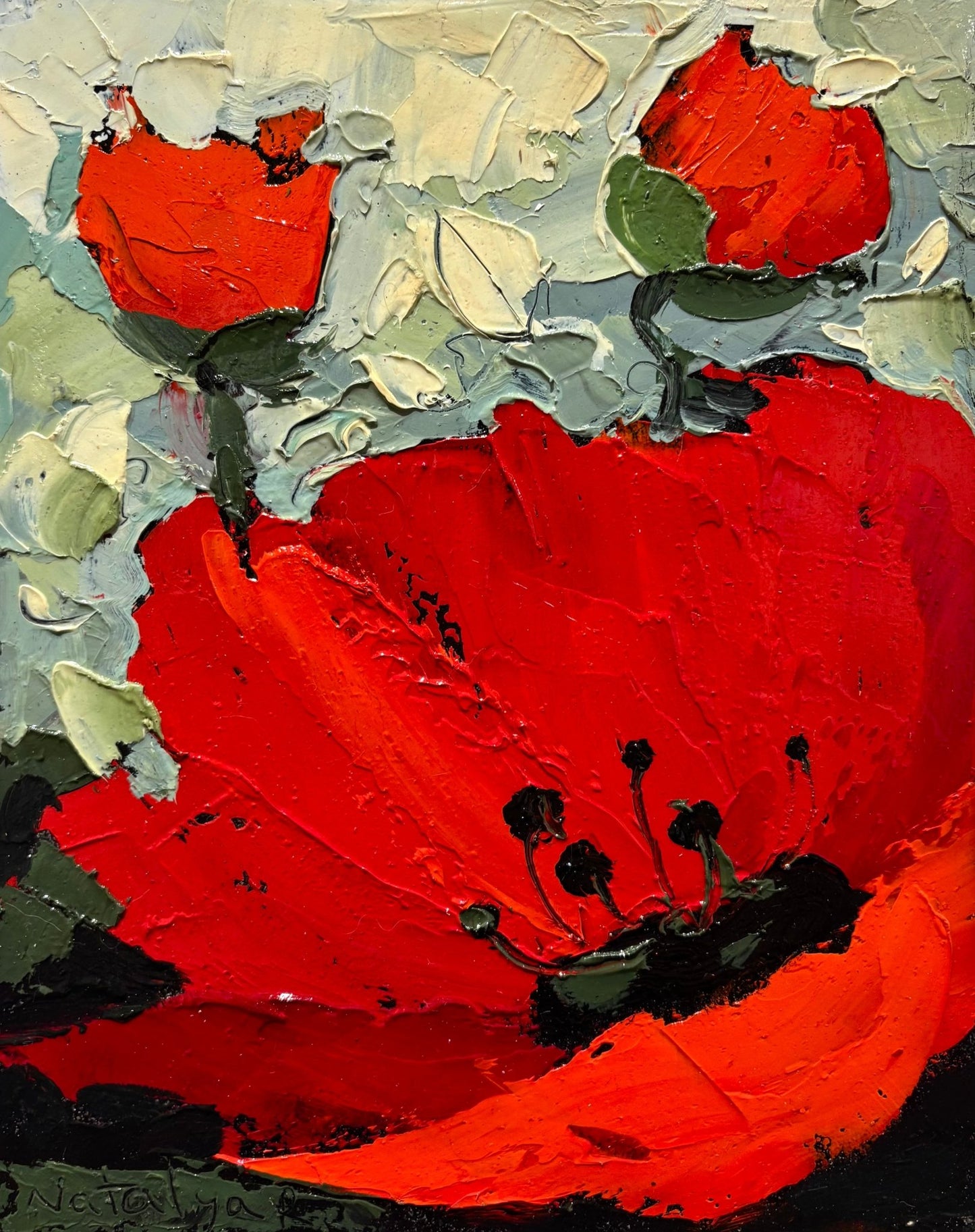 Original Painting "Poppies 5" by Natalya Romonovsky 10"x8" - ThePopUp Art Gallery