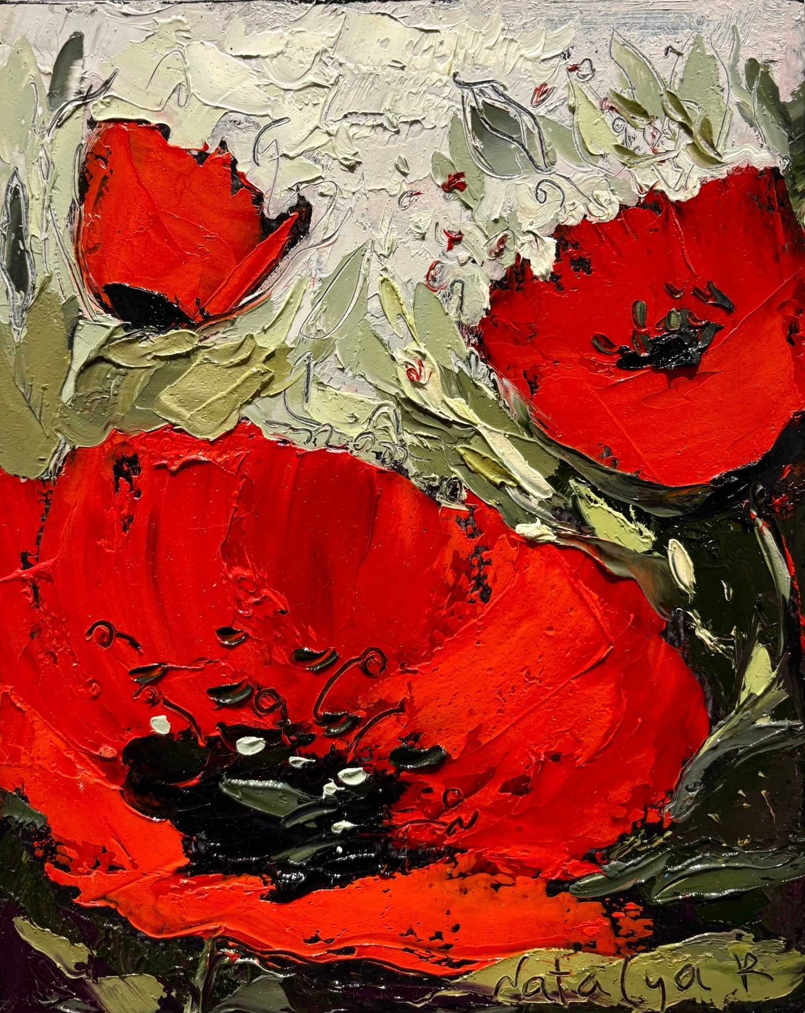 Original Painting "Poppies 1" by Natalya Romonovsky 10"x8" - ThePopUp Art Gallery