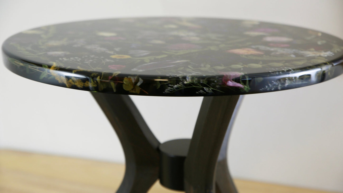 Botanical Resin Table "Forever 24 No11" by Serge Holenko, 24" Round 18"H. - ThePopUp Art Gallery