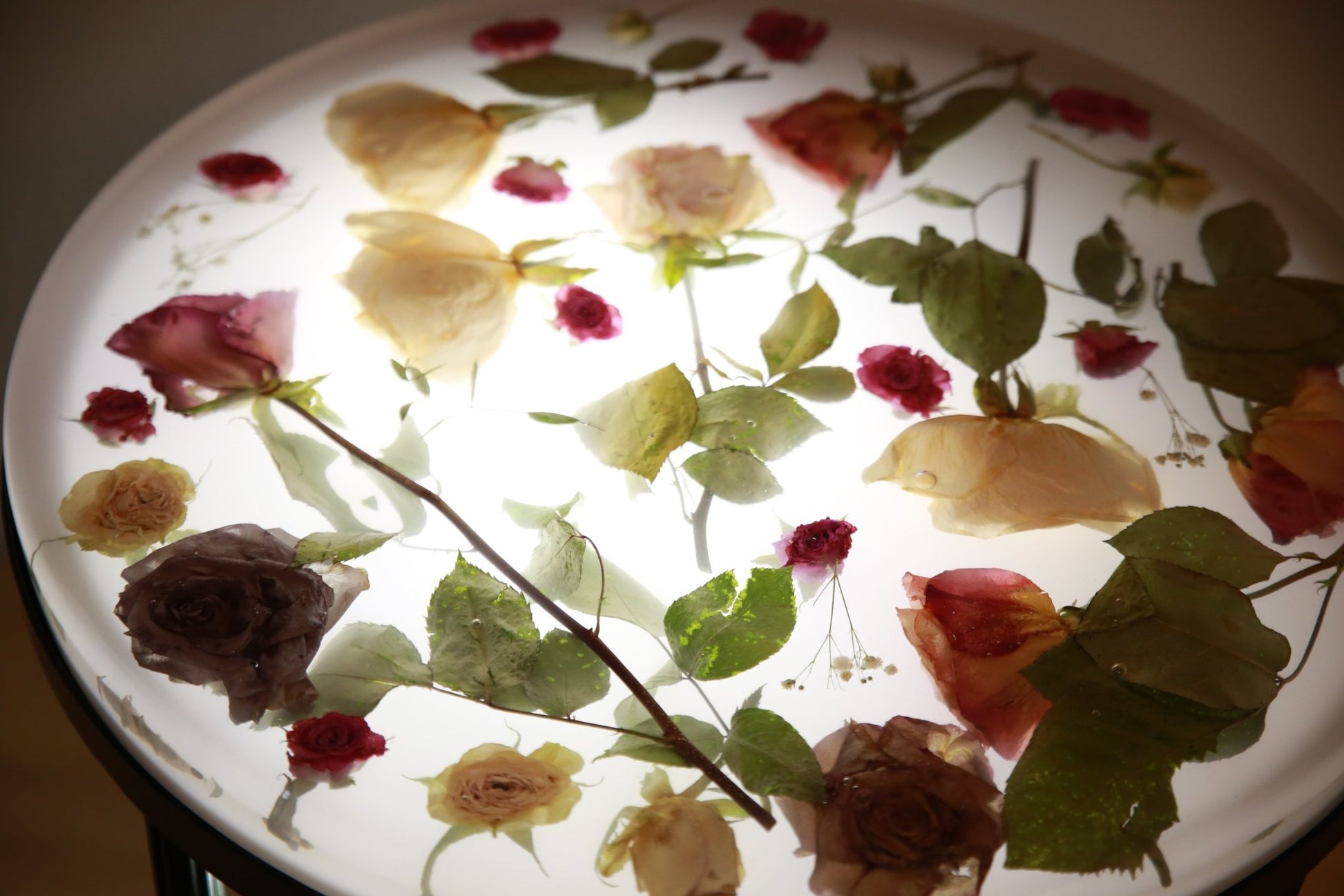 Botanical Resin Table "Forever 18 No31" by Serge Holenko, 18" Round, 24"H - ThePopUp Art Gallery