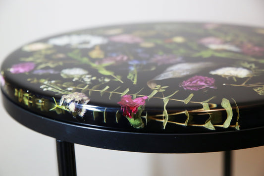 Botanical Resin Table "Forever 18 No11" by Serge Holenko 18" Round, 24"H - ThePopUp Art Gallery