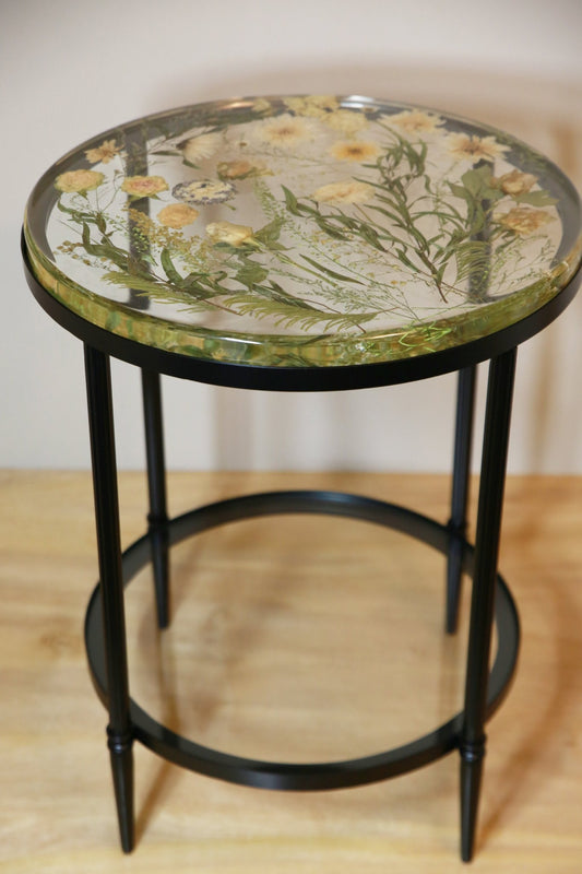 Botanical Resin Table "Forever 18 No21" by Serge Holenko, 18" Round, 24"H - ThePopUp Art Gallery
