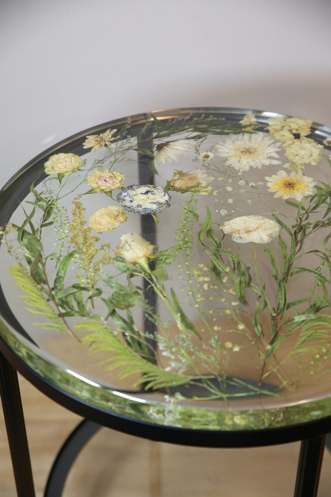 Botanical Resin Table "Forever 18 No21" by Serge Holenko, 18" Round, 24"H - ThePopUp Art Gallery