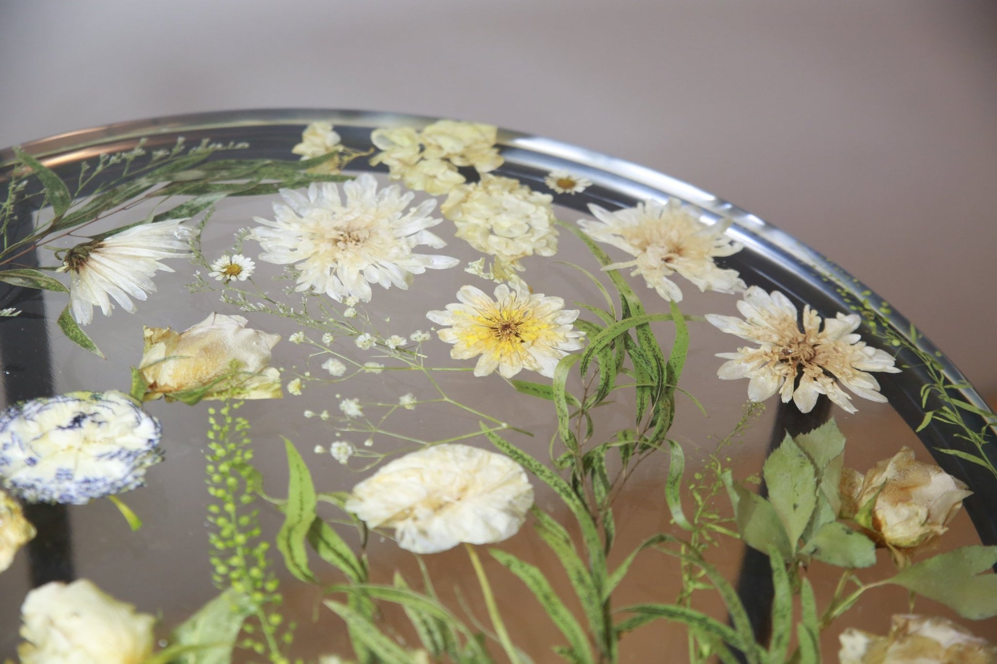 Botanical Resin Table "Forever 18 No21" by Serge Holenko, 18" Round, 24"H - ThePopUp Art Gallery