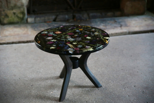 Botanical Resin Table "Forever 24 No11" by Serge Holenko, 24" Round 18"H. - ThePopUp Art Gallery