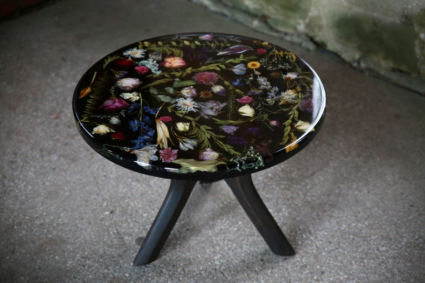 Botanical Resin Table "Forever 24 No11" by Serge Holenko, 24" Round 18"H. - ThePopUp Art Gallery