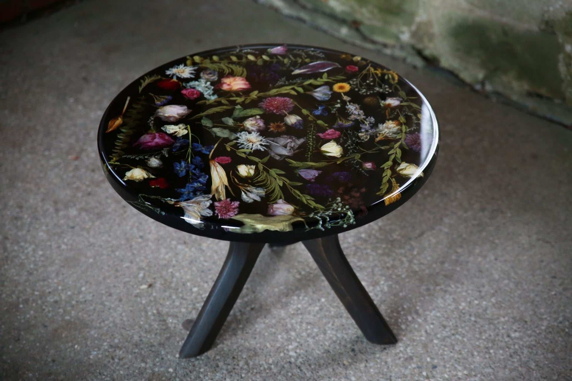 Botanical Resin Table "Forever 24 No11" by Serge Holenko, 24" Round 18"H. - ThePopUp Art Gallery