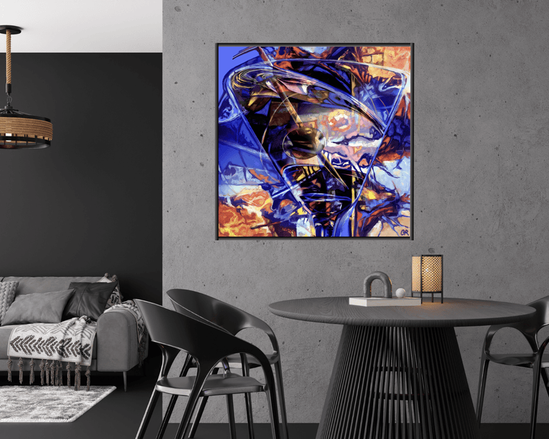 Original Painting "The Blue Martini" by Olivia De Rossi 31.5" x 31.5" - ThePopUp Art Gallery