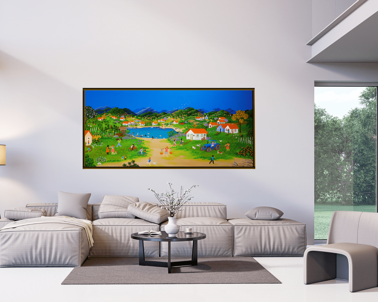Original Painting "My Childhood" by Ana Maria Dias 29.1” x 64.6” - ThePopUp Art Gallery