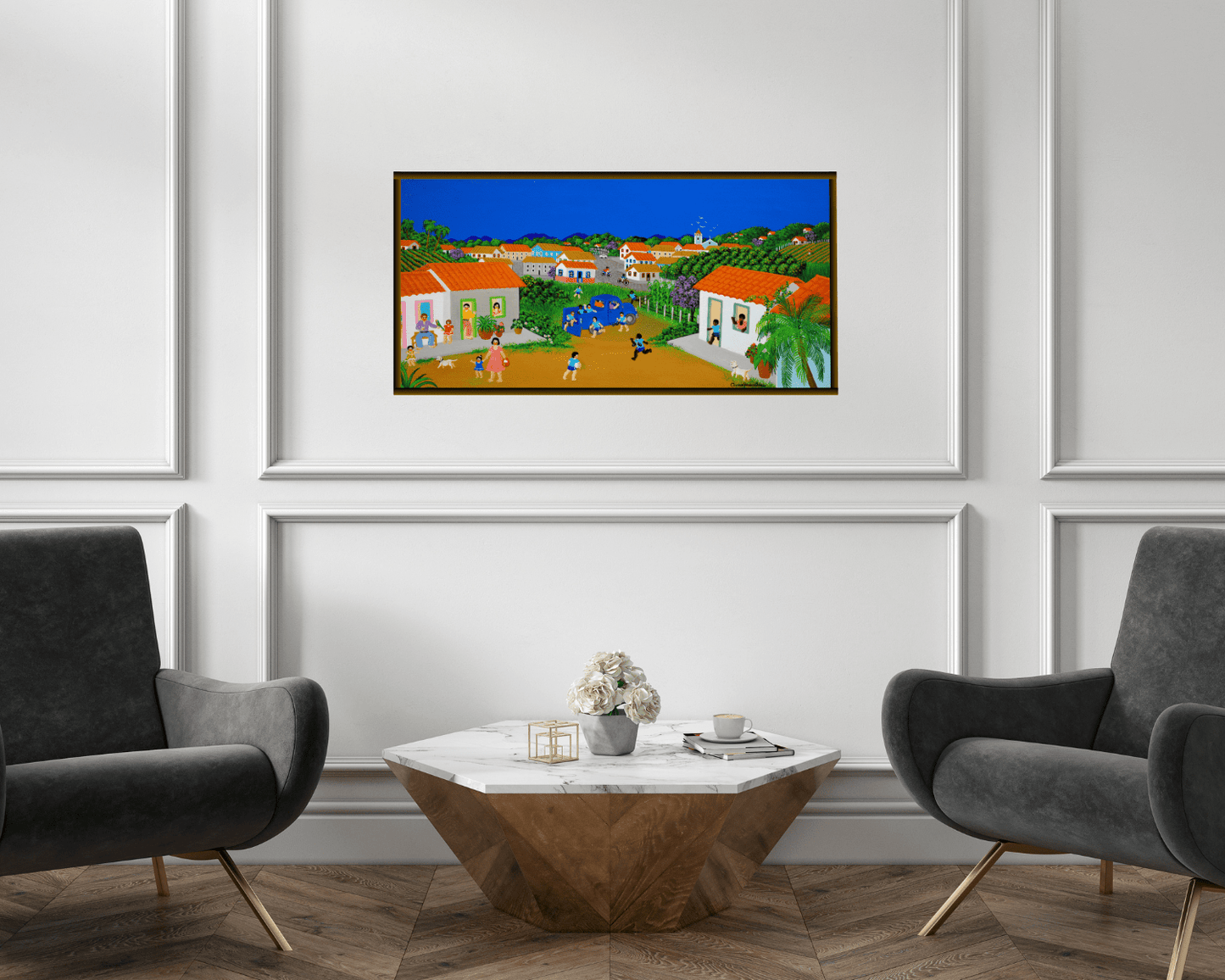 Original Painting "Gathering the Tea" by Ana Maria Dias 11 13/16" x 23 5/8" - ThePopUp Art Gallery