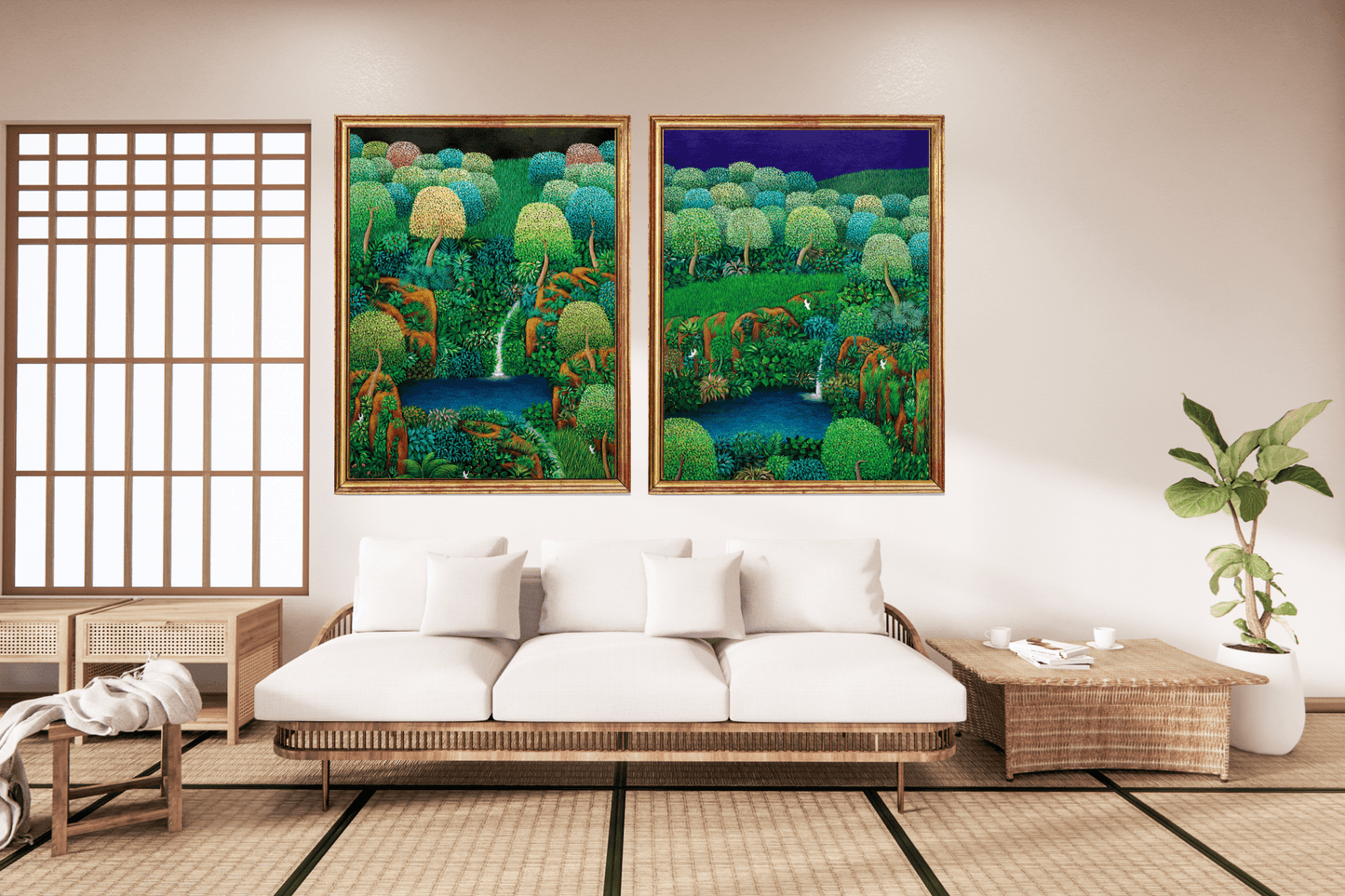 Original Painting "My Lagoon 2" by Gilberto Cardoza 47.6" x 31.9" - ThePopUp Art Gallery