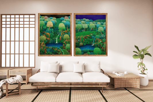 Original Painting "My Lagoon 2" by Gilberto Cardoza 47.6" x 31.9" - ThePopUp Art Gallery
