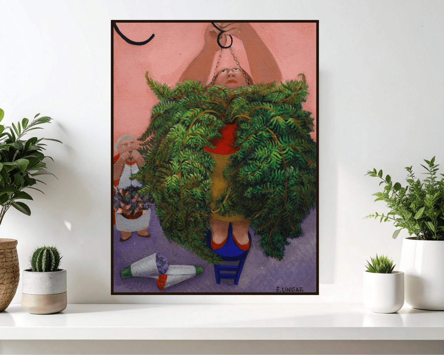 Original Painting "The Somanbaia Plant" by Eduardo Ungar 11.8" x 9.8" - ThePopUp Art Gallery