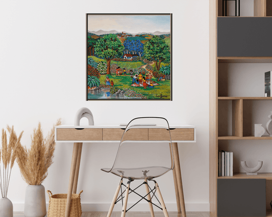 Original Painting "Happiness" by Lucia Boccini 19.7" x 19.7" - ThePopUp Art Gallery