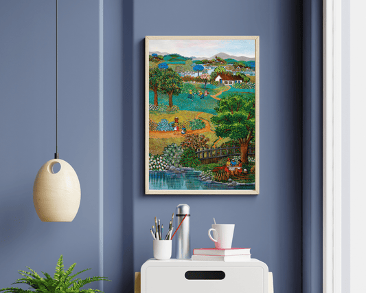 Original Painting "A Moment For Reading" by Lucia Boccini 31" x 23 5/8" - ThePopUp Art Gallery